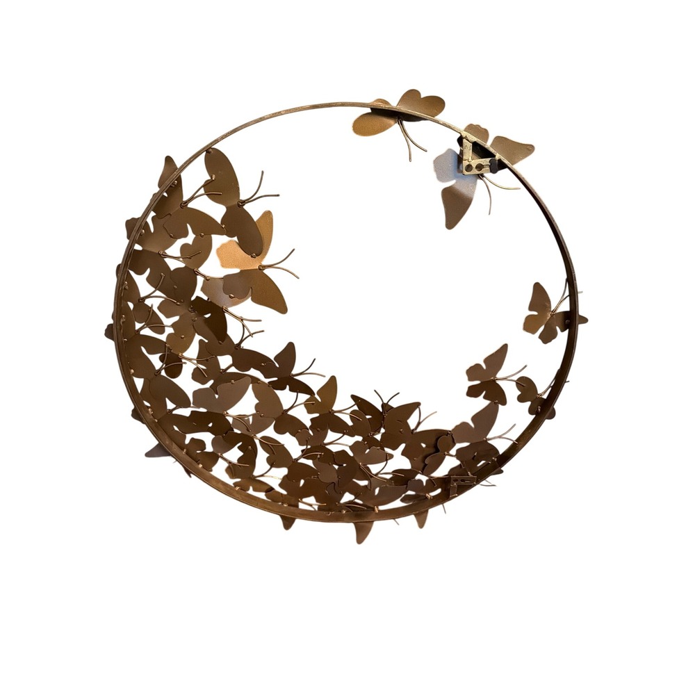 Metal Wall Art Gold Butterfly Swarm Round Large 3D Sculpture Glam Decor - Picture 4 of 5